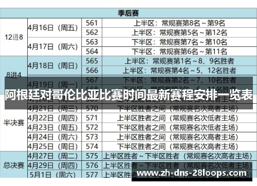 阿根廷对哥伦比亚比赛时间最新赛程安排一览表